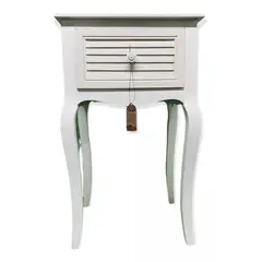 GENERICO - Velador Vintage Crema Y Blanco 1 Cajón - S4024