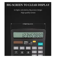 DELI - Calculadora de 12 dígitos con energía dual 150x120x52 mm
