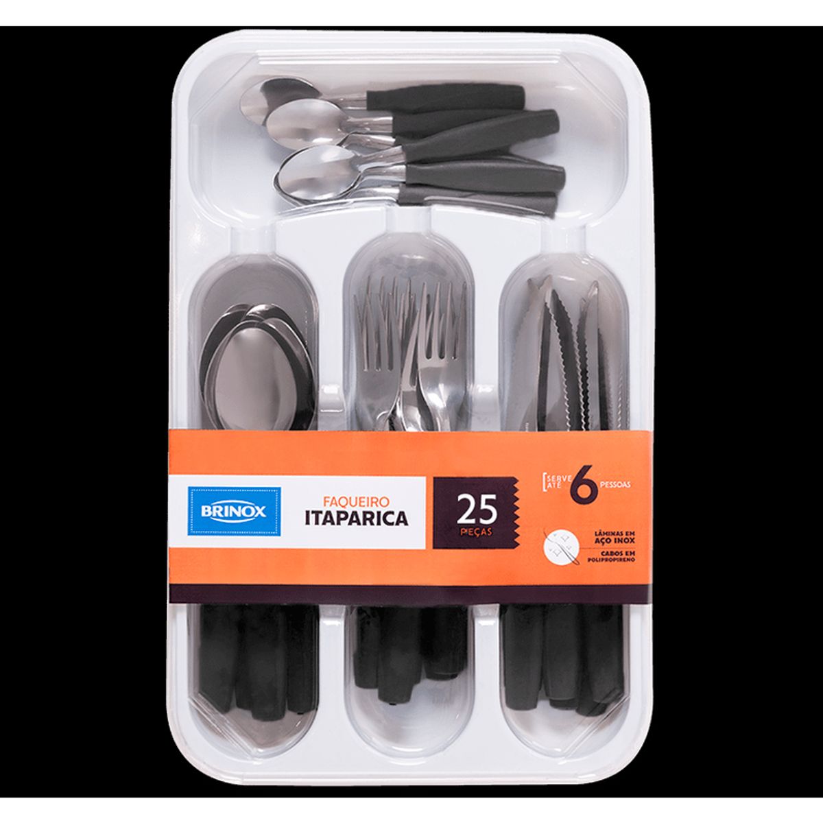 BRINOX - Juego de Cubiertos 25 Piezas Brinox Itaparica Negro