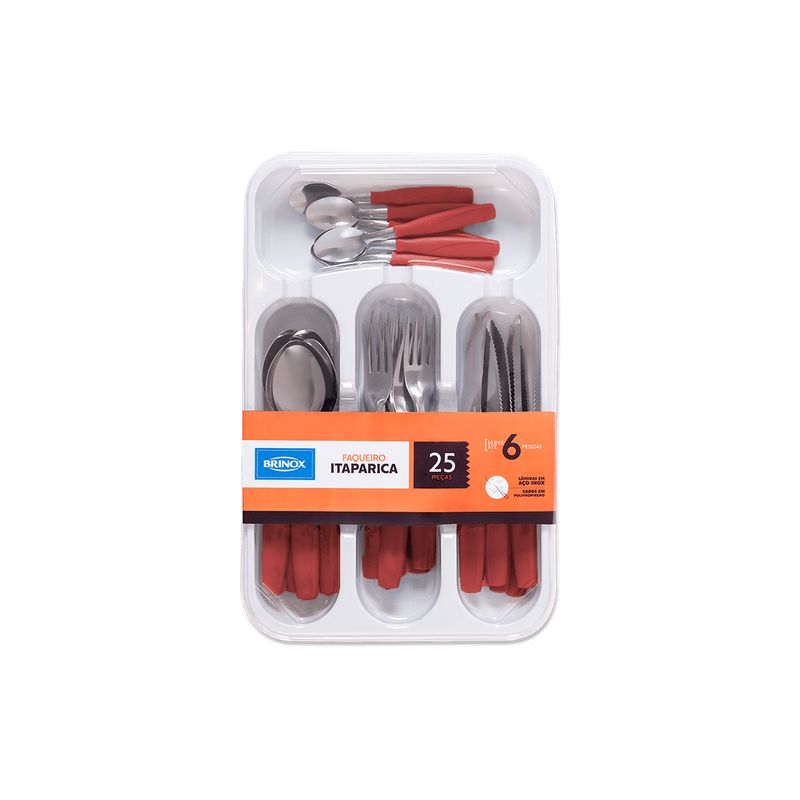 BRINOX - Juego de Cubiertos 25 Piezas Brinox Itaparica Rojo