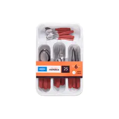 BRINOX - Juego de Cubiertos 25 Piezas Itaparica Rojo