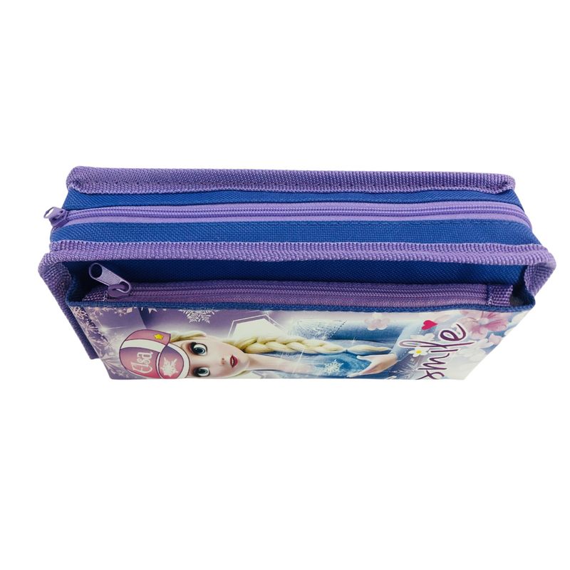 GENERICO - Estuche Escolar Princesa Hielo Doble Cierre Azul Oscuro