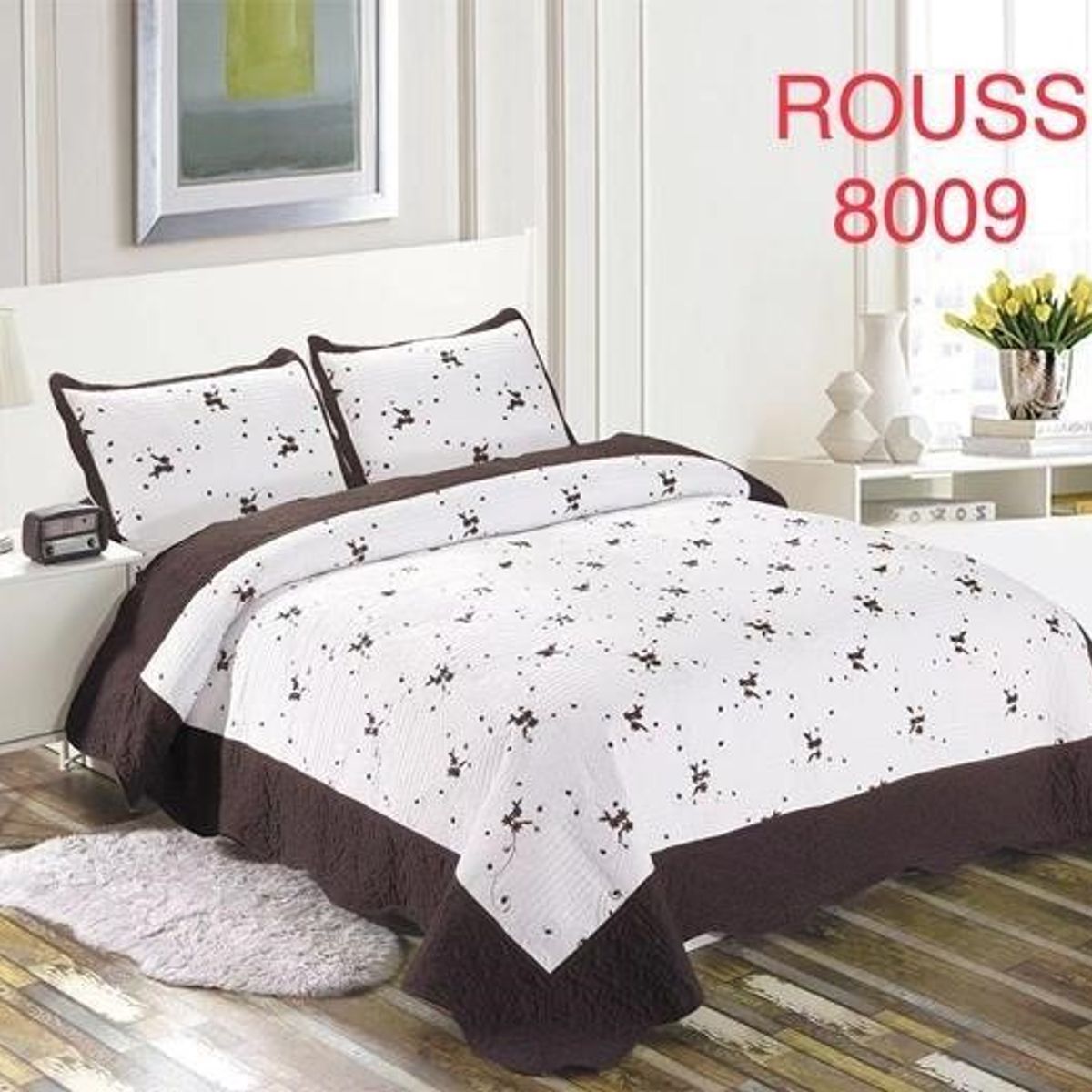 GENERICO - Cobertor Tipo Quilt de Verano Cubrecamas KING Bordado Cafe