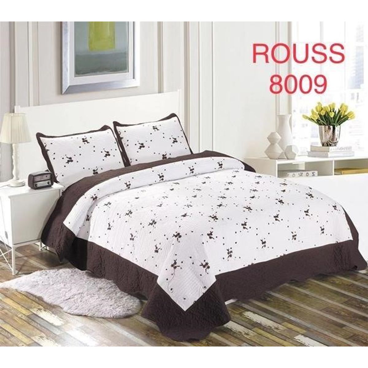 GENERICO - Cobertor Tipo Quilt de Verano Cubrecamas KING Bordado Cafe