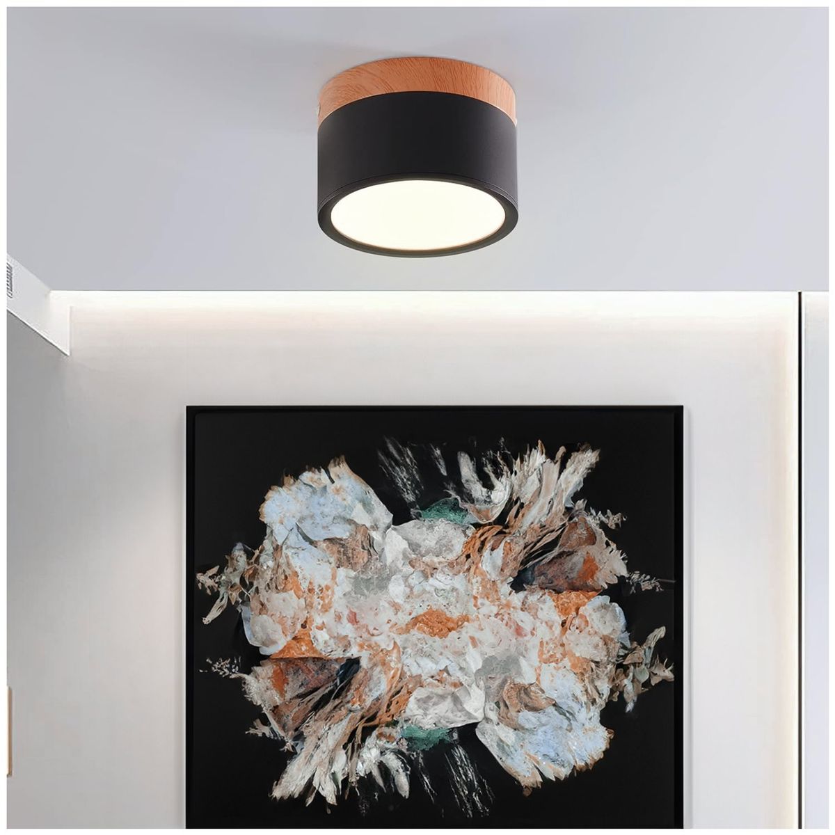 AVC Y VELL MAX - Panel LED Deco Sobrepuesto Madera 7W Negro Frío