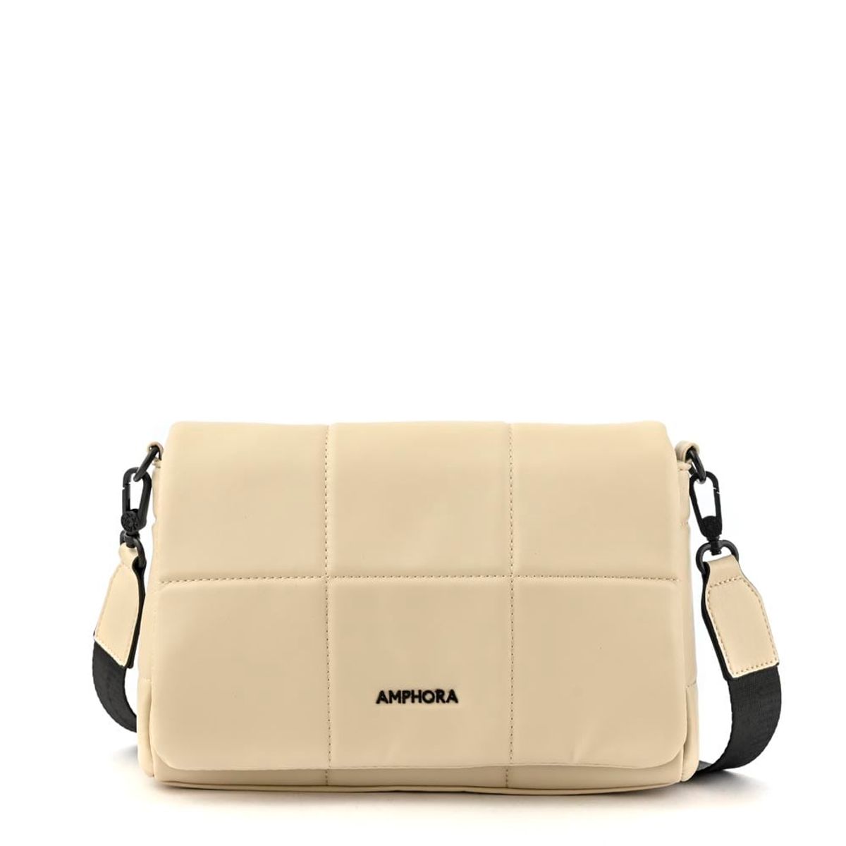 AMPHORA - Cartera Bandolera con tapa mediana mayra beige