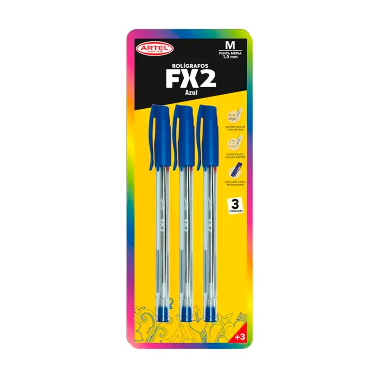 ARTEL - Set 3 Bolígrafos Fx2 10mm Azul Artel