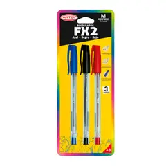 ARTEL - Set 3 Bolígrafos Fx2 10mm azul rojo negro