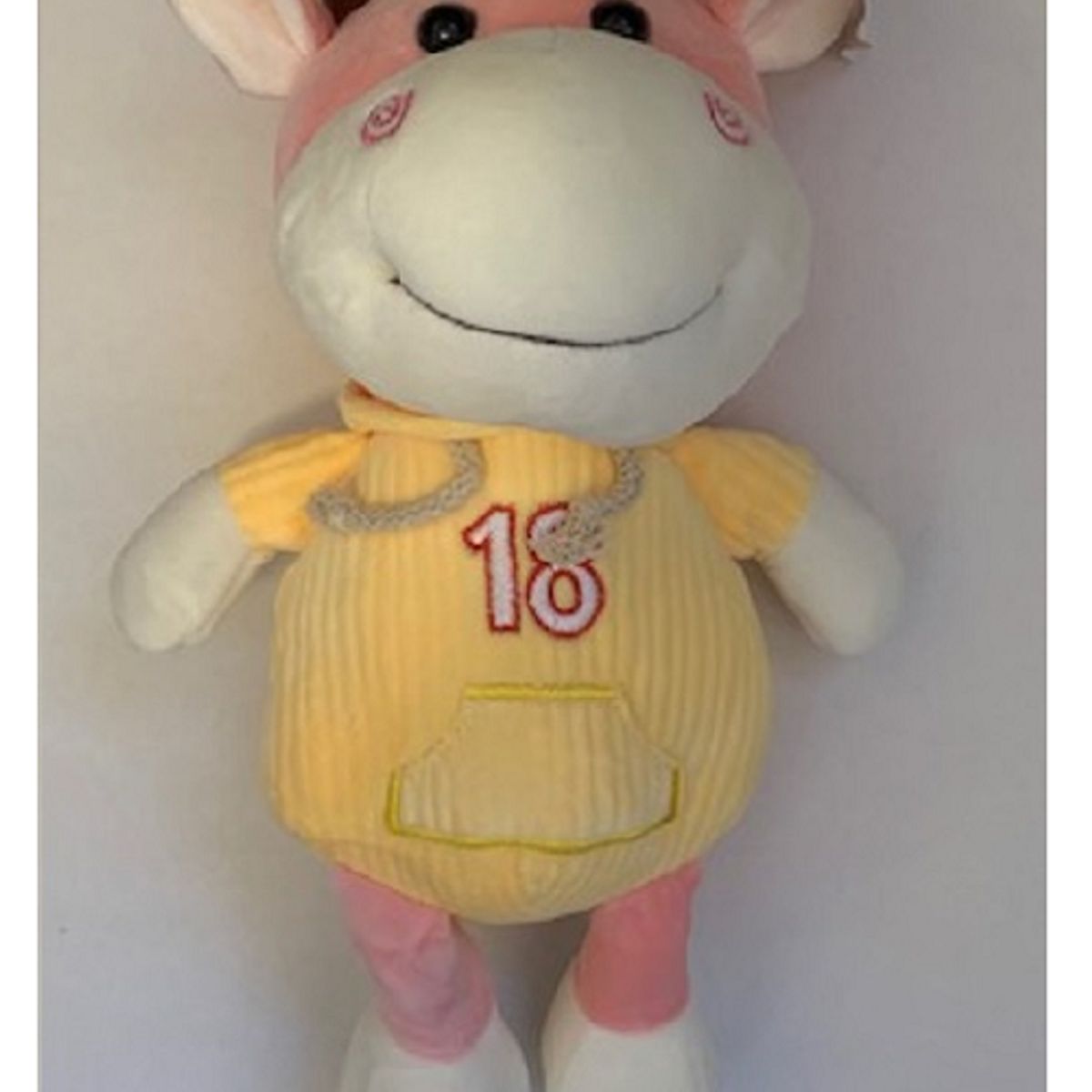 TEEMY - Peluche Vaquita Amarilla Poleron Kawaii De Felpa Suave 23cm