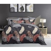 CUBRECAMA QUILT DE VERANO KING DISEÑO GRIS PLUMAS TF