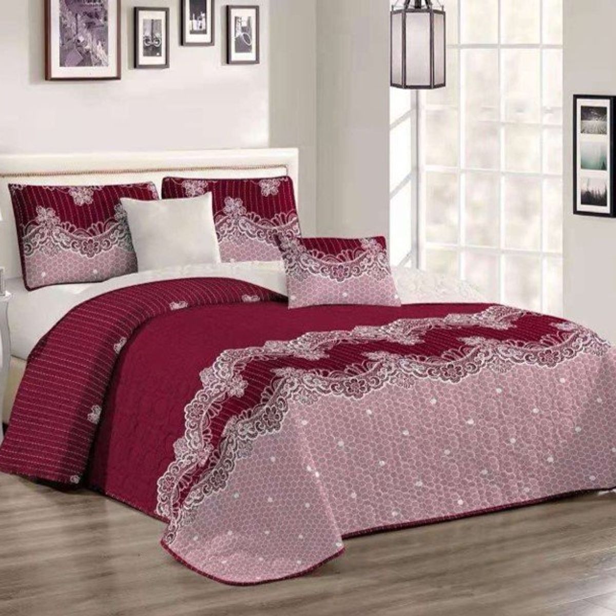 GENERICO - CUBRECAMA QUILT DE VERANO KING DISEÑO CLASICO BURDEO TF