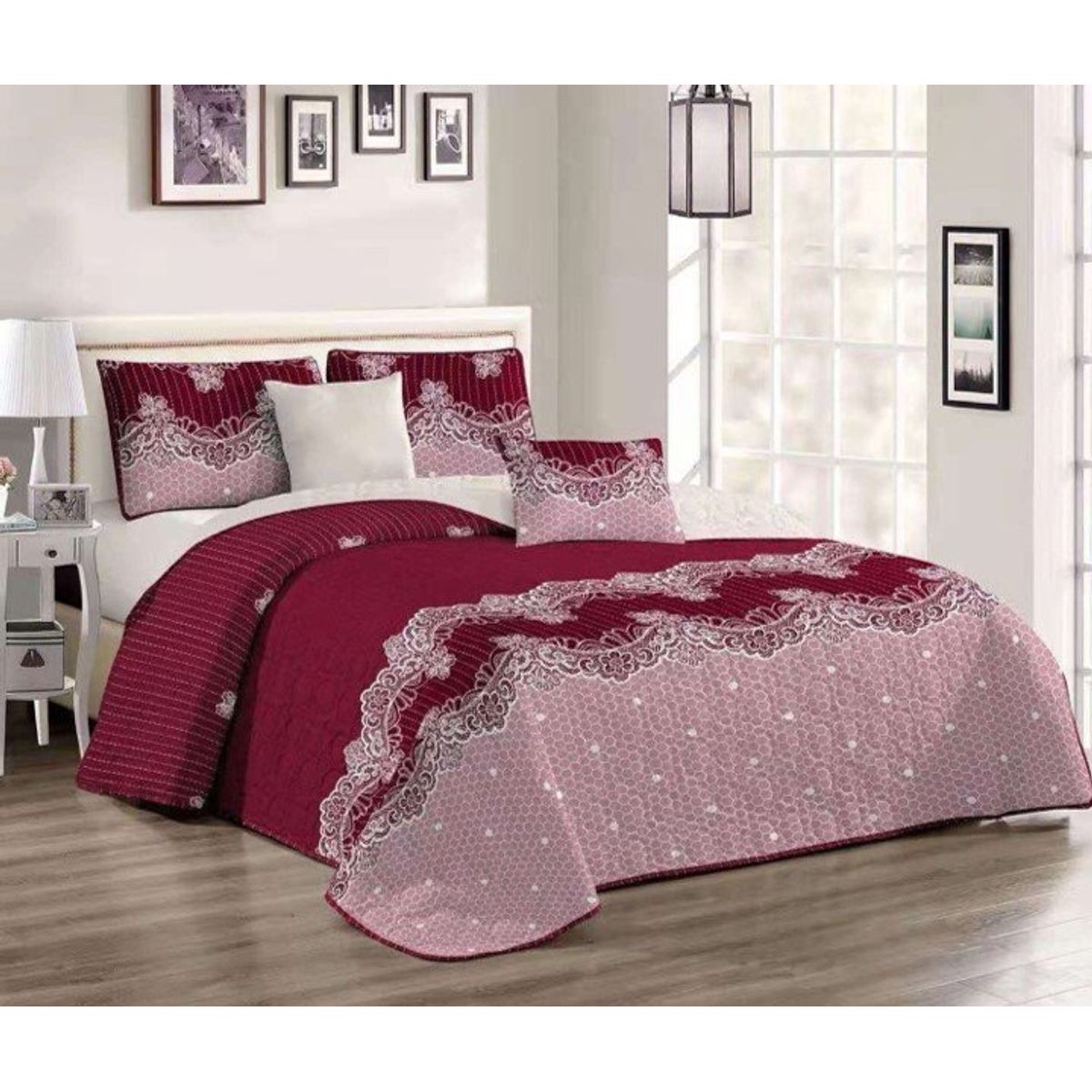 GENERICO - CUBRECAMA QUILT DE VERANO KING DISEÑO CLASICO BURDEO TF