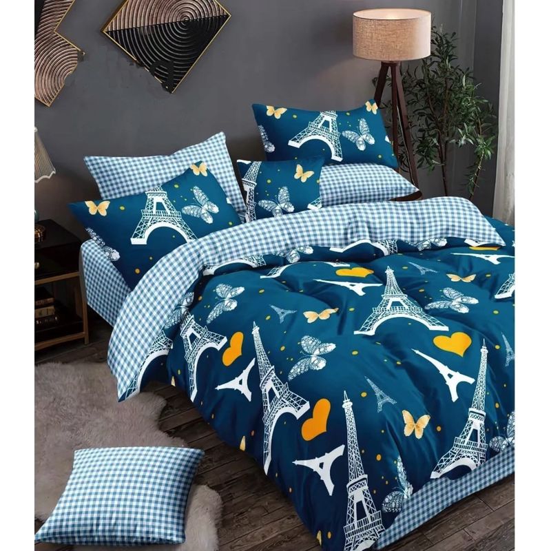 GENERICO - CUBRECAMA QUILT DE VERANO KING DISEÑO AZUL TORRE EIFFEL TF