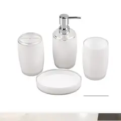 GENERICO - Set de accesorios de Baño 4 piezas Color blanco