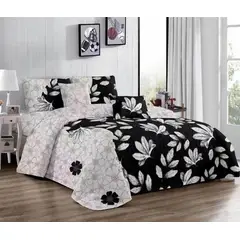 GENERICO - CUBRECAMA QUILT DE VERANO KING DISEÑO DUOCOLOR HOJAS TF