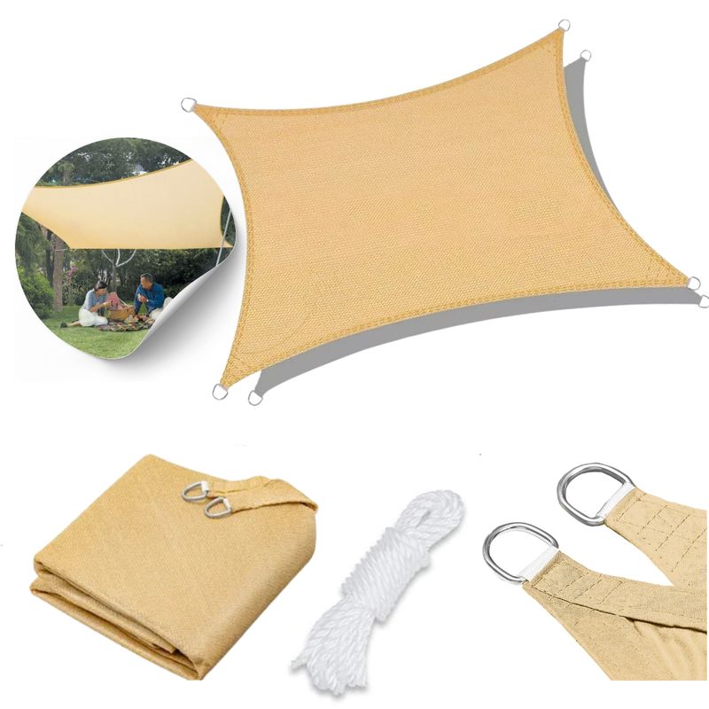 GENERICO - Toldo Vela Rectangular Sombra Para Terraza Jardín 5x4 Mts