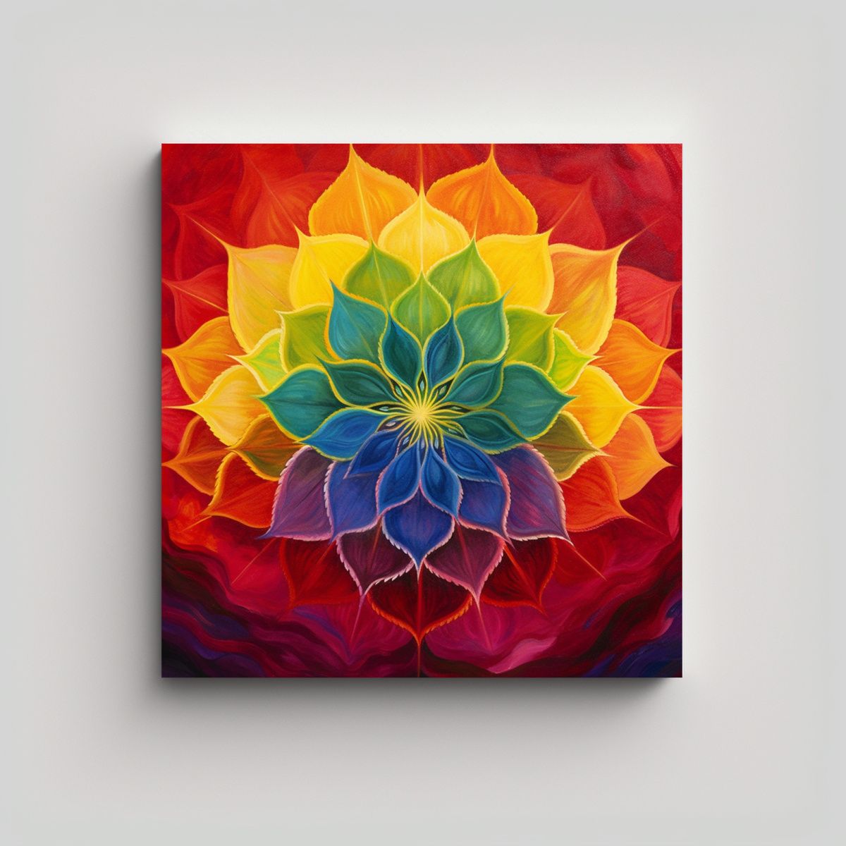 GENERICO - Cuadros Sala Chakra Colores Vibrantes, Lienzo 70x70 Cm.