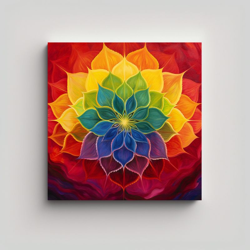 GENERICO - Cuadros Sala Chakra Colores Vibrantes, Lienzo 70x70 Cm