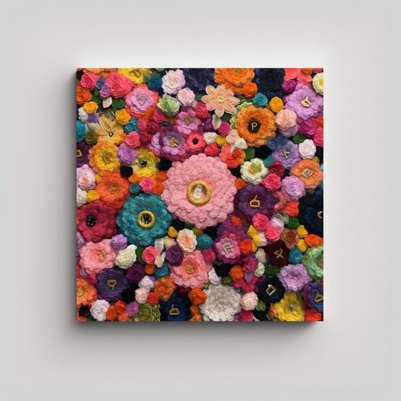 GENERICO - Cuadro Acuarela Floral Estilo Hippie Para 90x90 Cm