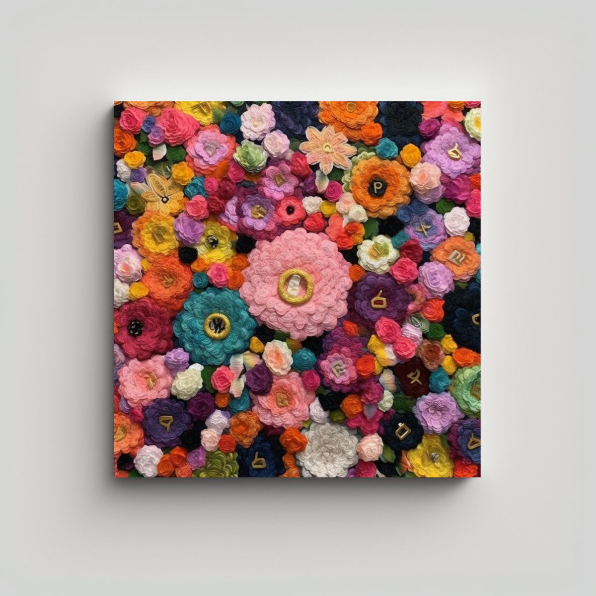 GENERICO - Cuadro Acuarela Floral Estilo Hippie Para 80x80 Cm