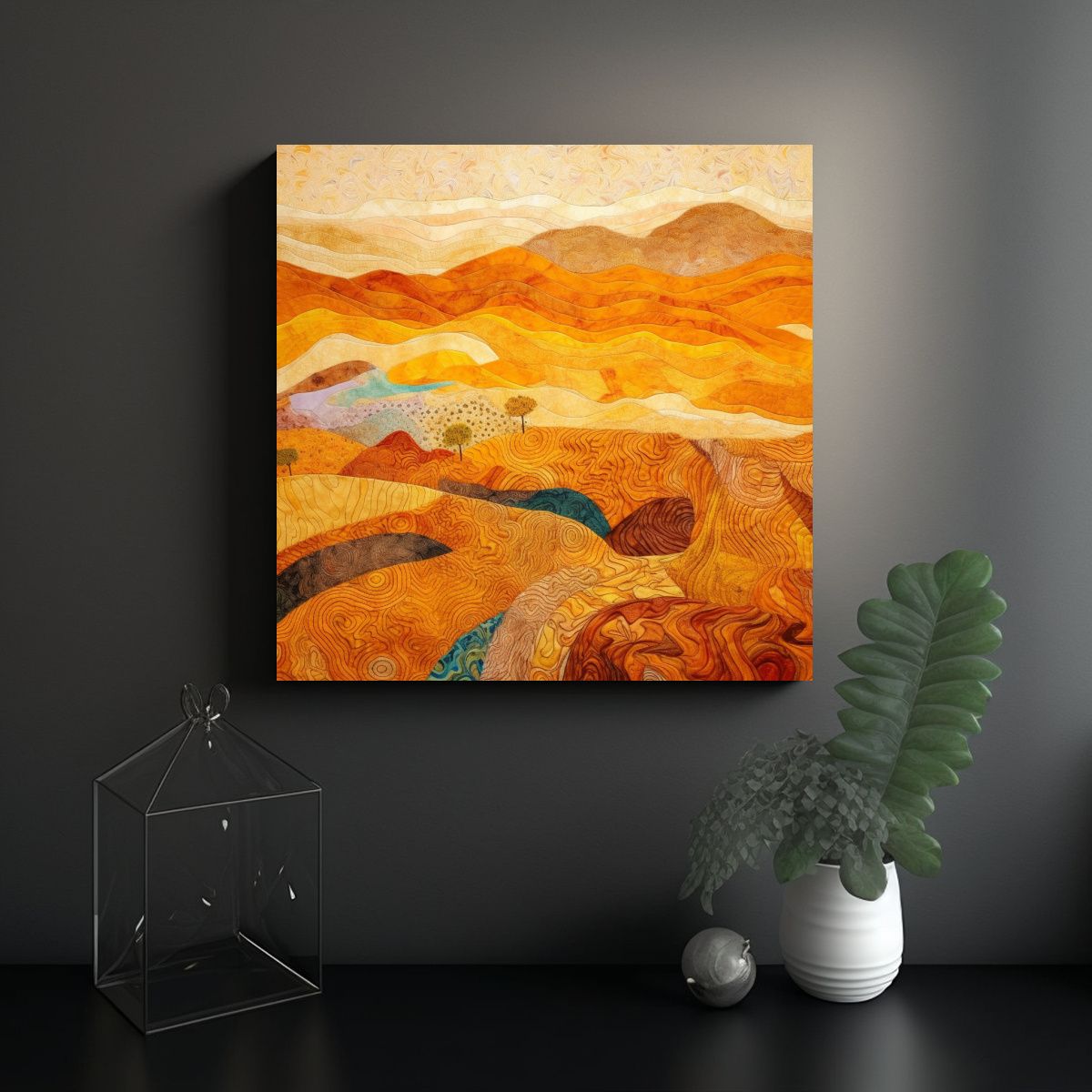 GENERICO - Pintura En Bastidor Vintage Paisaje Desértico Al 70x70 Cm