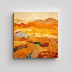 GENERICO - Pintura En Bastidor Vintage Paisaje Desértico Al 50x50 Cm