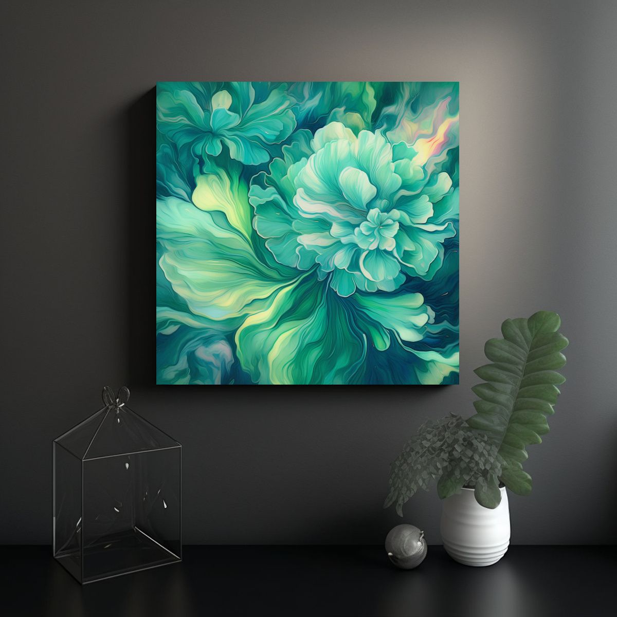 GENERICO - Pintura De Pared Moderna Luminosa Verde Agua 80x80 Cm