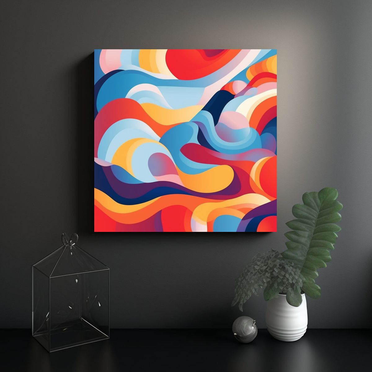 GENERICO - Pintura Abstracta En Lienzo De Composición 70x70 Cm