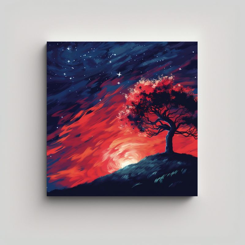 GENERICO - Cuadro De Un árbol Solitario En La Cima De Una 60x60 Cm