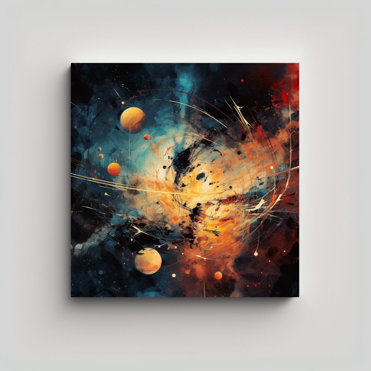 GENERICO - Cuadro Abstracto De Líneas Luminosas En El Lienzo 50x50 Cm