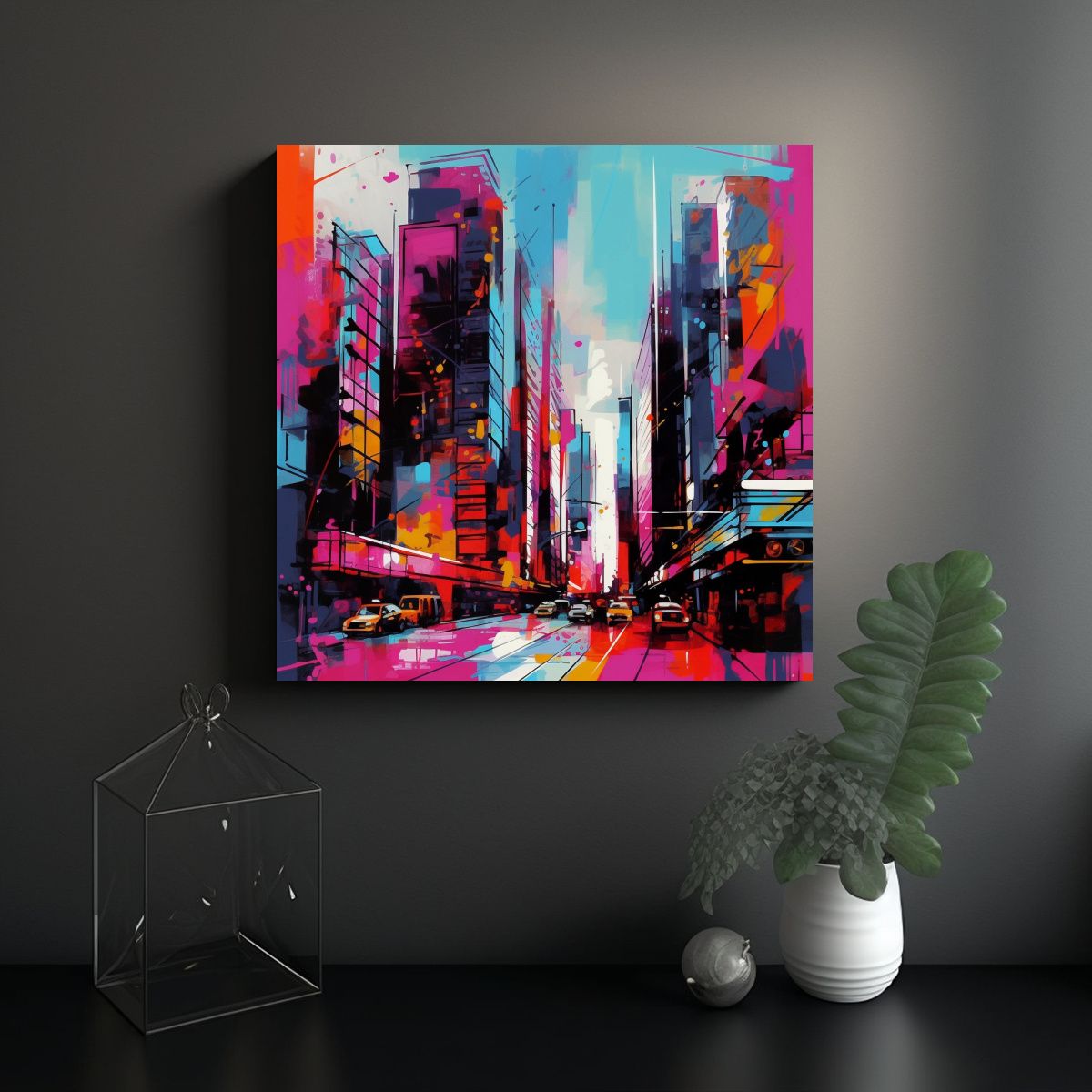 GENERICO - Cuadro Impreso Ciudad Moderna Con Rascacielos 50x50 Cm