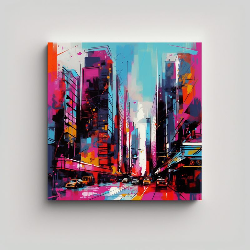 GENERICO - Cuadro Impreso Ciudad Moderna Con Rascacielos 60x60 Cm