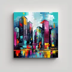 GENERICO - Cuadro Lienzo Naturaleza Urbana Estilo Pop Art 60x60 Cm