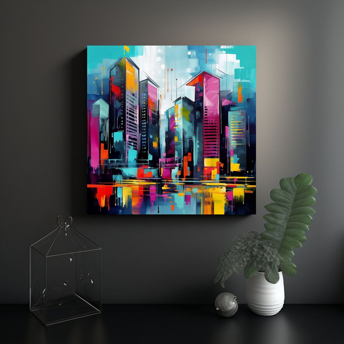 GENERICO - Cuadro Lienzo Naturaleza Urbana Estilo Pop Art 60x60 Cm