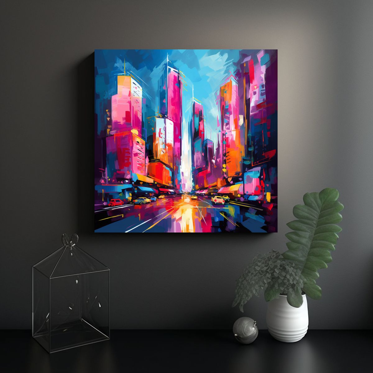 GENERICO - Cuadro Minimalista Inspirador De Ciudad Moderna 80x80 Cm