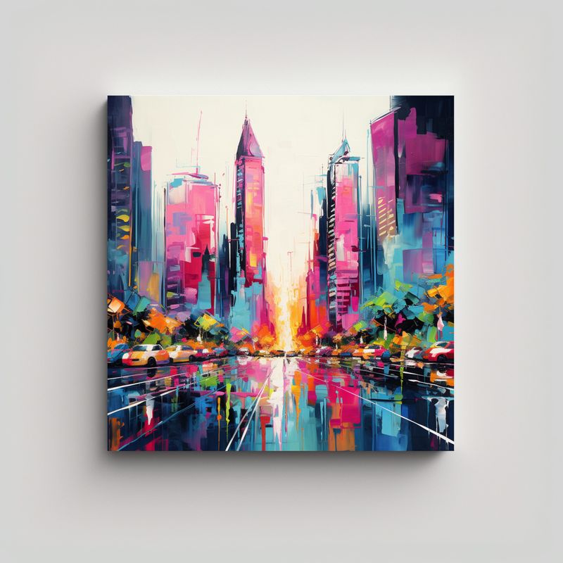 GENERICO - Pintura Decorativa De Ciudad Moderna Con 60x60 Cm