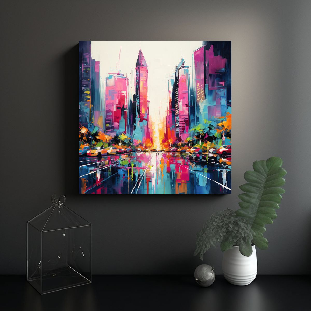 GENERICO - Pintura Decorativa De Ciudad Moderna Con 60x60 Cm