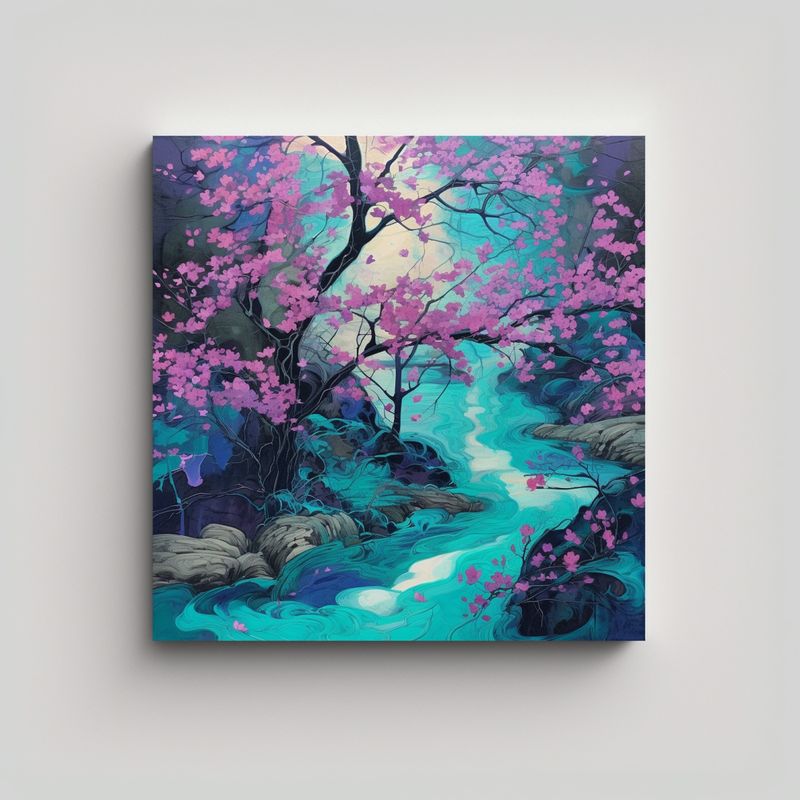 GENERICO - Pinturas Decorativas Japonesas Naturaleza Arte 60x60 Cm