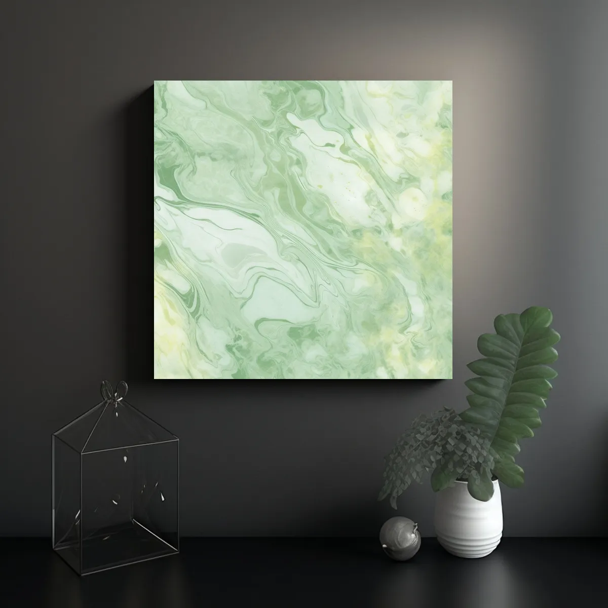 GENERICO - Cuadro Abstracto Textura Mármol Verde Claro Para 90x90 Cm