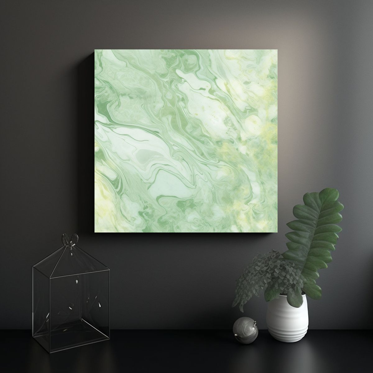 GENERICO - Cuadro Abstracto Textura Mármol Verde Claro Para 80x80 Cm