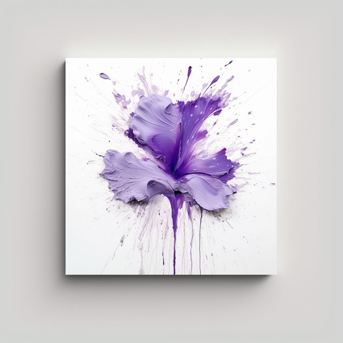 GENERICO - Cuadros De Flores Lilas En Fondo Blanco Sólido: 70x70 Cm