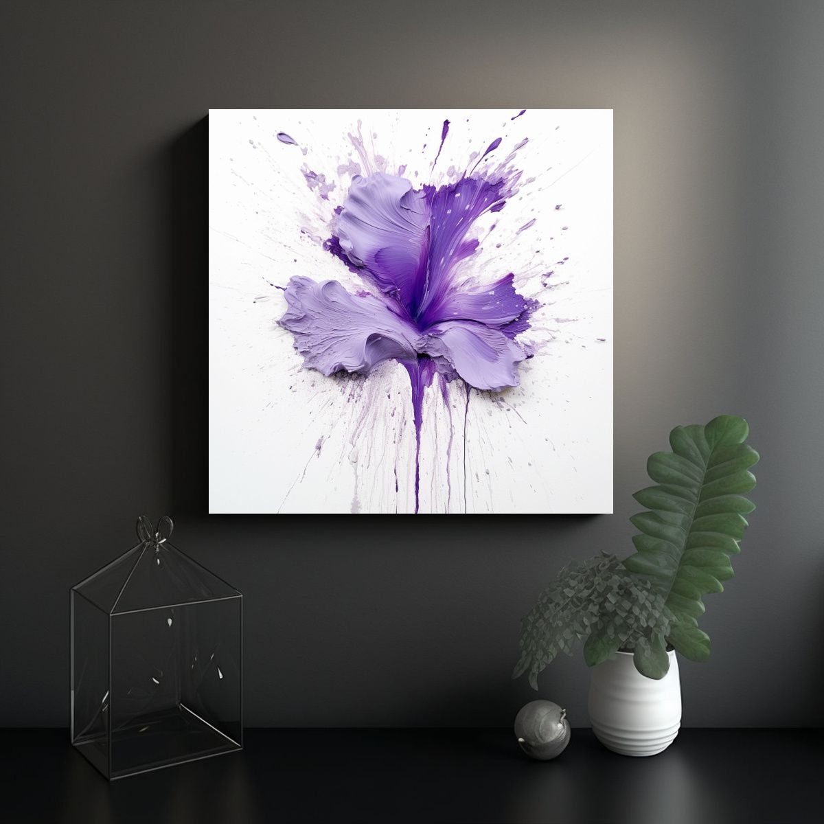 GENERICO - Cuadros De Flores Lilas En Fondo Blanco Sólido: 70x70 Cm