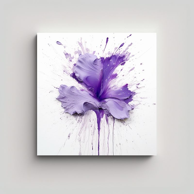 GENERICO - Cuadros De Flores Lilas En Fondo Blanco Sólido: 50x50 Cm