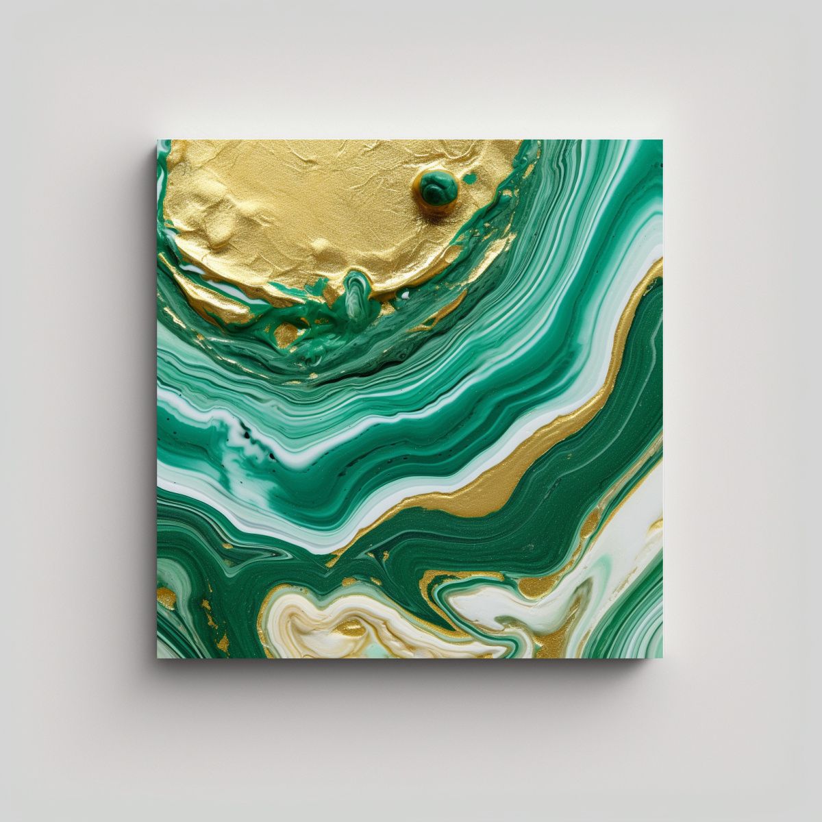 GENERICO - Cuadro Decorativo Con Fondo Malachite Y Dorado, 50x50 Cm