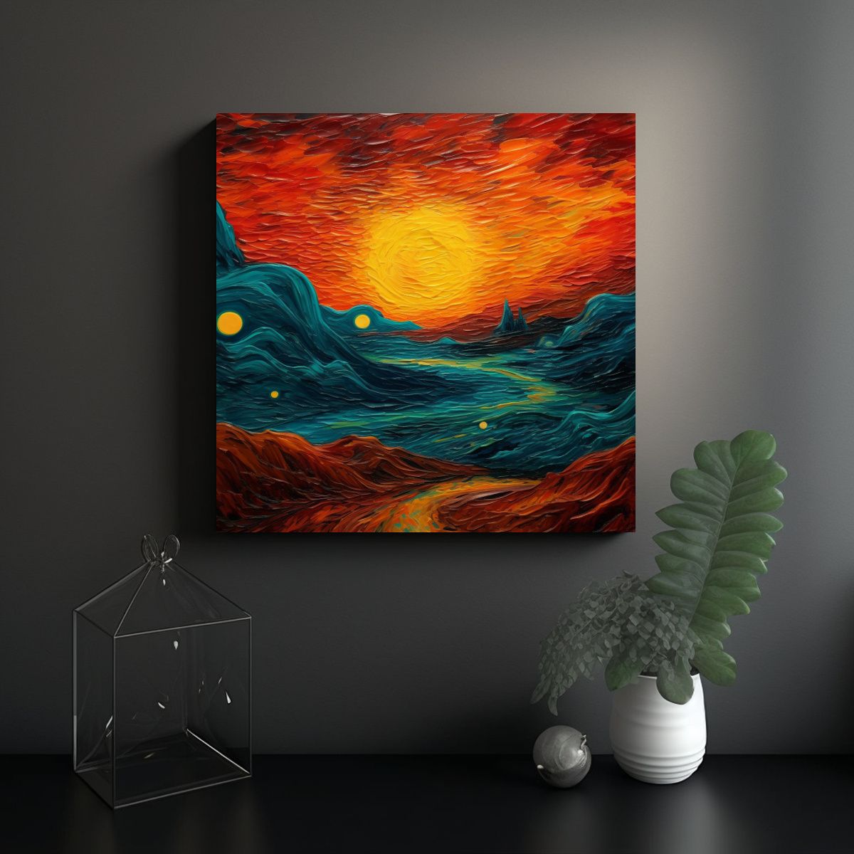 GENERICO - Pinturas De Paisajes Marcianos Majestuosos Al 50x50 Cm