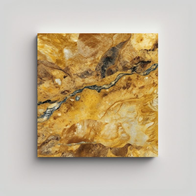 GENERICO - Cuadro Abstracto Para Sala En Mármol Mostaza: 50x50 Cm