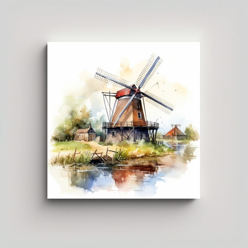 GENERICO - Pintura Arte Fotografía Molino De Viento 90x90 Cm