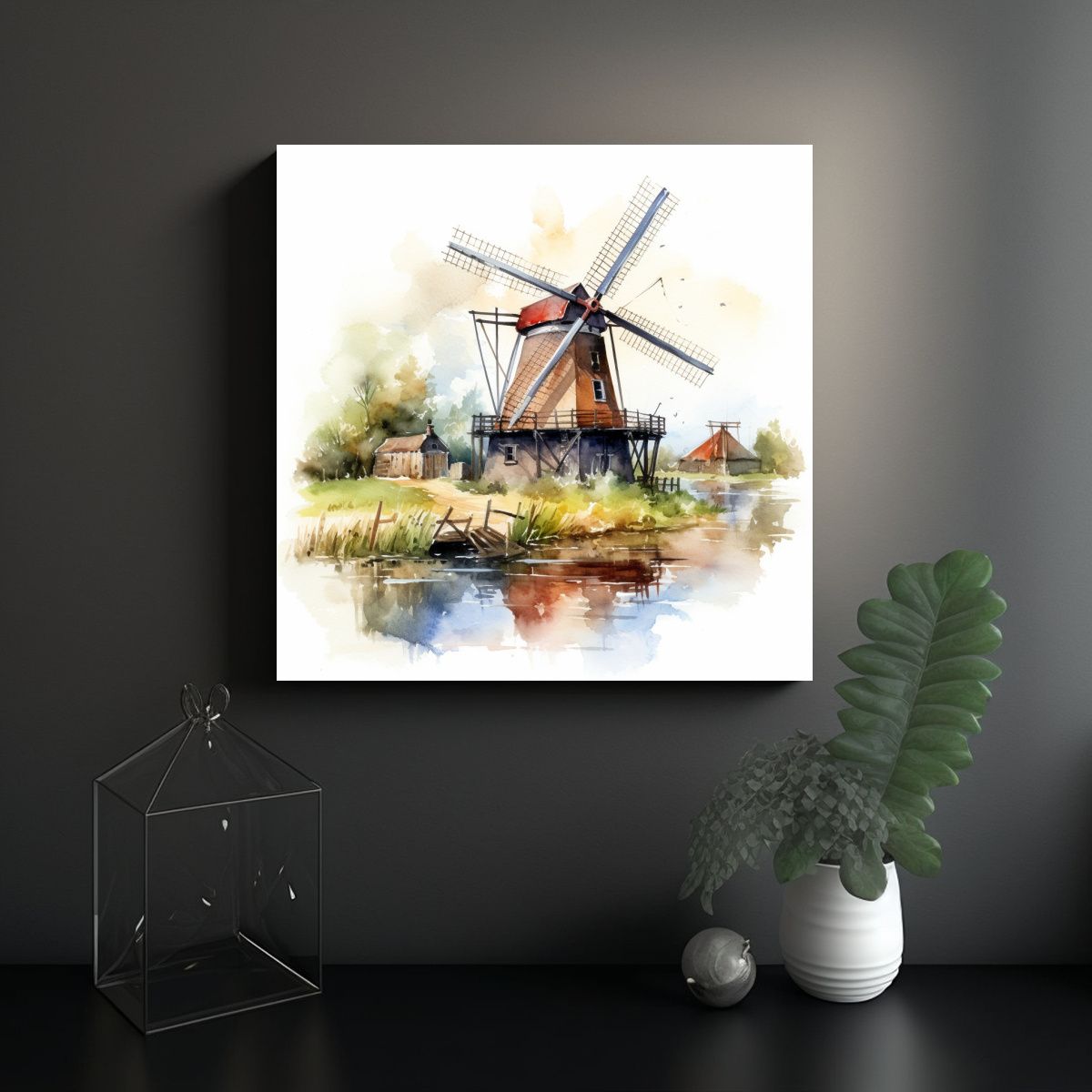 GENERICO - Pintura Arte Fotografía Molino De Viento 90x90 Cm.