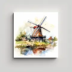 GENERICO - Pintura Arte Fotografía Molino De Viento 50x50 Cm