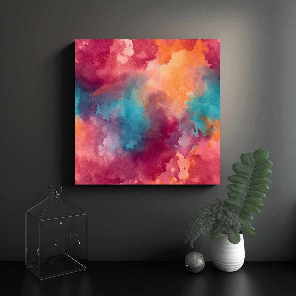 GENERICO - Fondo Acuarela Abstracto Naranja Y Pinturas 50x50 Cm